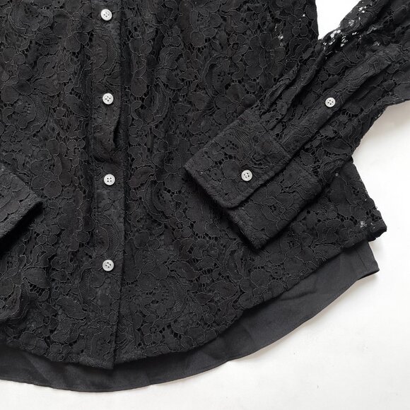 J. Crew Classic Fit Lace button Up Top Black Size 4 NEW NWT - Picture 3 of 7